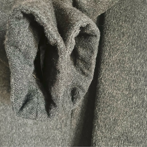 VINTAGE CHARCOAL LUXURY WOOL MOHAIR BLEND  PEA COAT MIDI SHORT MADE IN FRANCE L - Picture 8 of 10